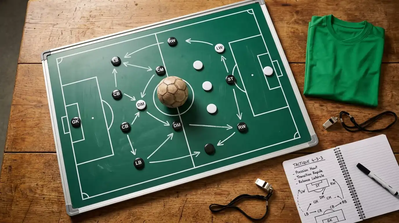 Tableau tactique de football avec analyse des marchés de paris pour un match de Premier League
